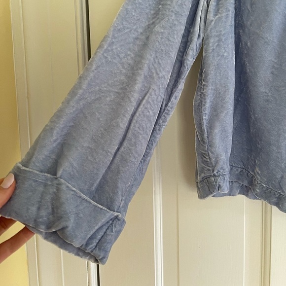 J.Jill Asymmetrical Blue Felt Button up Women’s Long Sleeve Top Size XSS - Picture 2 of 7
